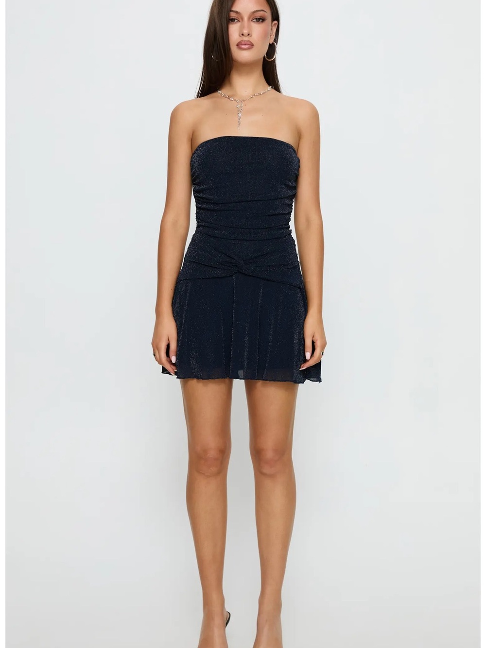 Acasia metallic strapless cocktail mini dress